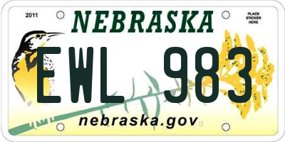 NE license plate EWL983