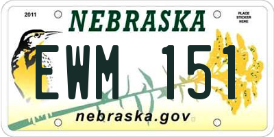 NE license plate EWM151