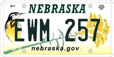 NE license plate EWM257