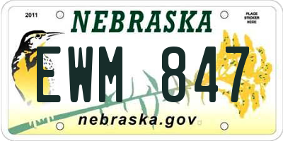 NE license plate EWM847