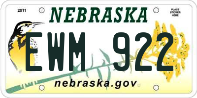 NE license plate EWM922