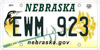 NE license plate EWM923