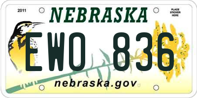 NE license plate EWO836