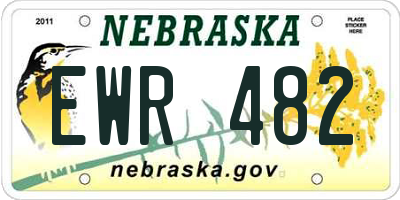 NE license plate EWR482
