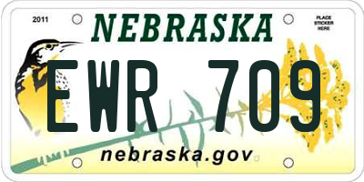 NE license plate EWR709