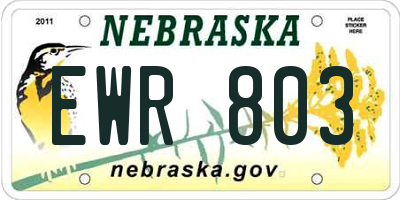 NE license plate EWR803
