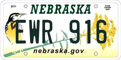 NE license plate EWR916