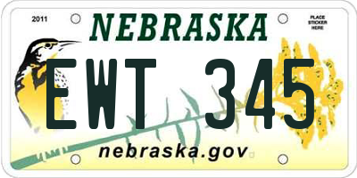 NE license plate EWT345