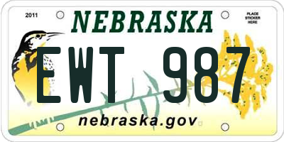 NE license plate EWT987