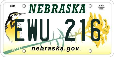 NE license plate EWU216