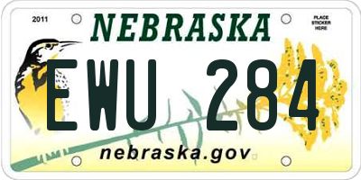 NE license plate EWU284