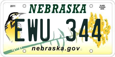 NE license plate EWU344