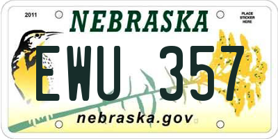 NE license plate EWU357