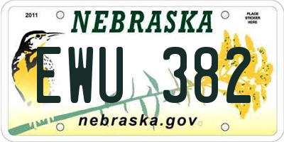 NE license plate EWU382