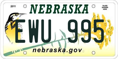 NE license plate EWU995
