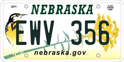 NE license plate EWV356