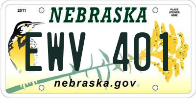 NE license plate EWV401