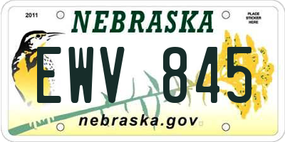 NE license plate EWV845