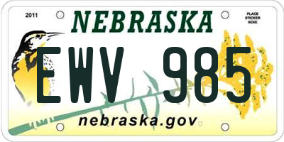 NE license plate EWV985