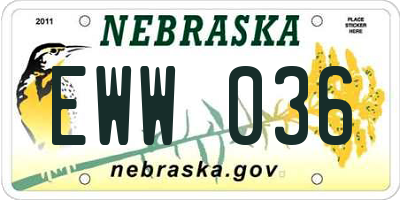 NE license plate EWW036