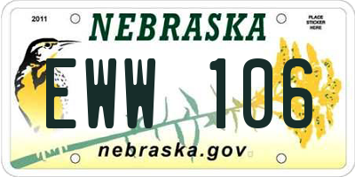 NE license plate EWW106