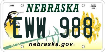 NE license plate EWW988
