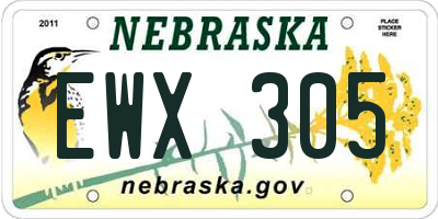 NE license plate EWX305