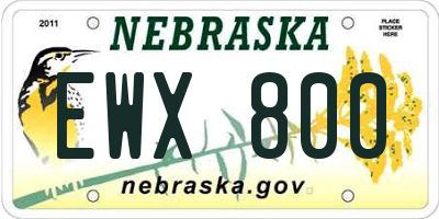NE license plate EWX800