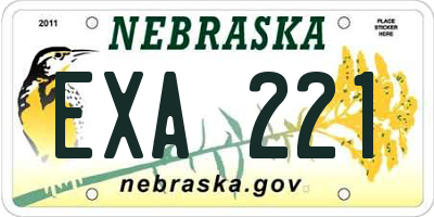 NE license plate EXA221