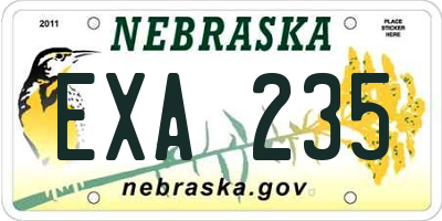 NE license plate EXA235