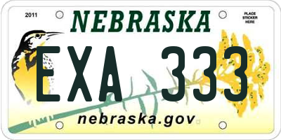 NE license plate EXA333
