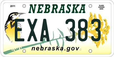 NE license plate EXA383