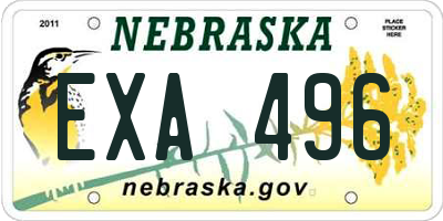 NE license plate EXA496