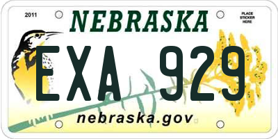 NE license plate EXA929