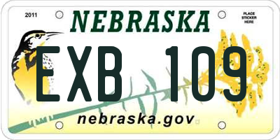 NE license plate EXB109