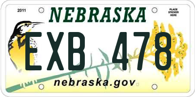 NE license plate EXB478