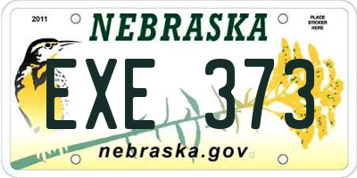 NE license plate EXE373