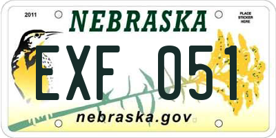 NE license plate EXF051