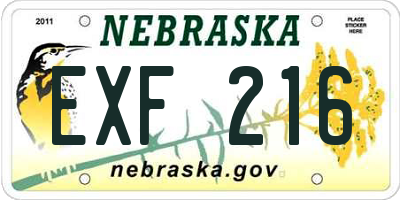 NE license plate EXF216