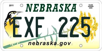 NE license plate EXF225