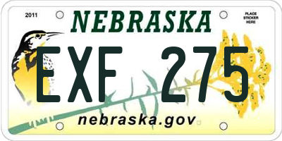 NE license plate EXF275