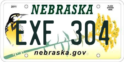 NE license plate EXF304