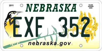 NE license plate EXF352