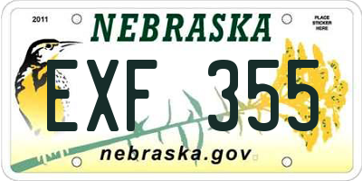 NE license plate EXF355