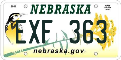 NE license plate EXF363