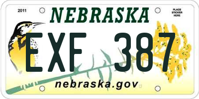 NE license plate EXF387