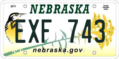 NE license plate EXF743