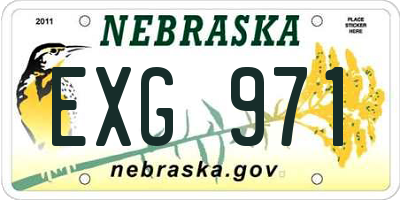 NE license plate EXG971