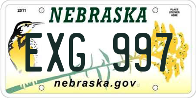 NE license plate EXG997