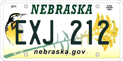 NE license plate EXJ212